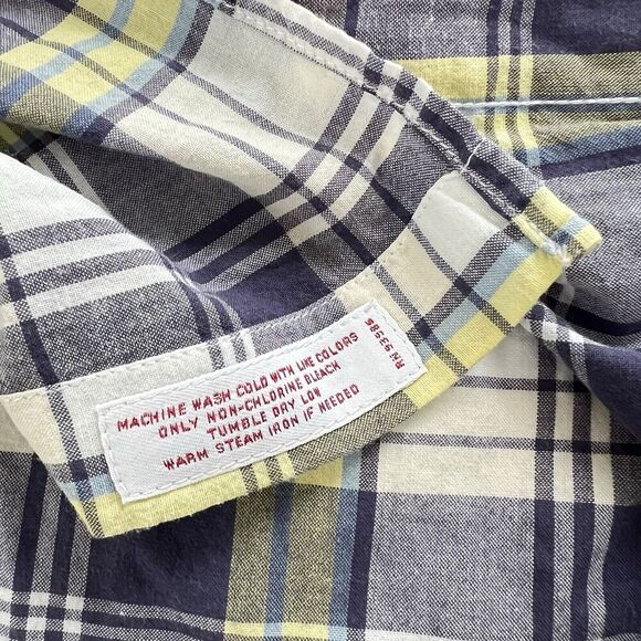 Brooks Brothers 346 Button Down Mens Blue Yellow White Check Plaid Polo Shirt L - Picture 7 of 9